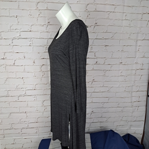 Eileen Fisher Gray Long Sleeve Side Slits Shift Dress - Picture 6 of 13